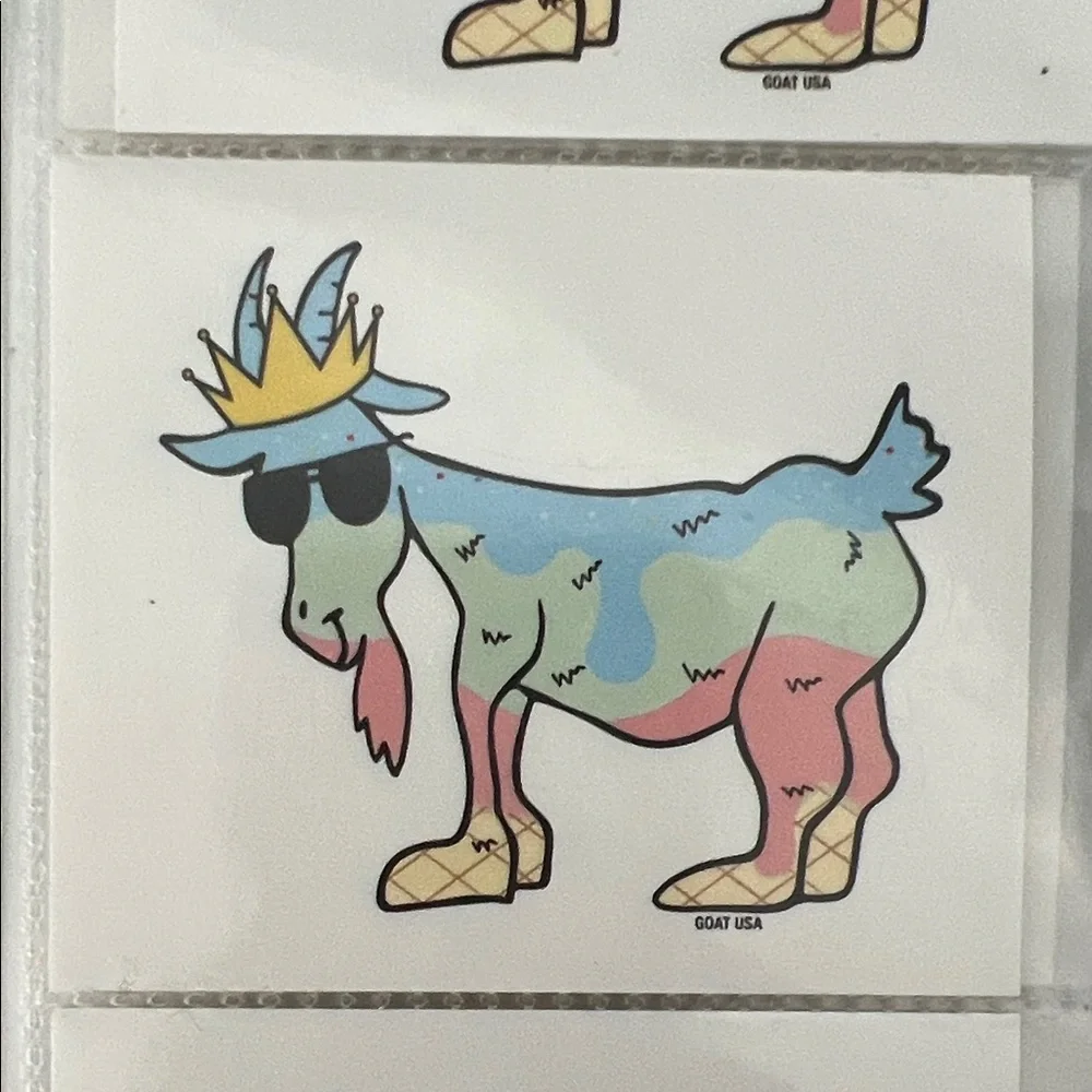 Colorful Goat Sticker with Crown